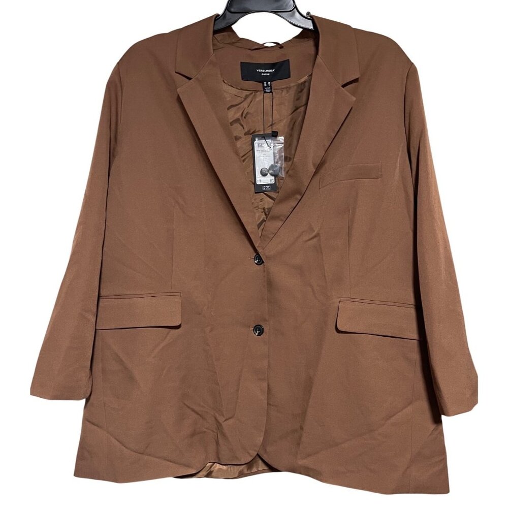 Vero Moda Womens Curvy Oversized Blazer Aztec Brown US 18 Office Business
